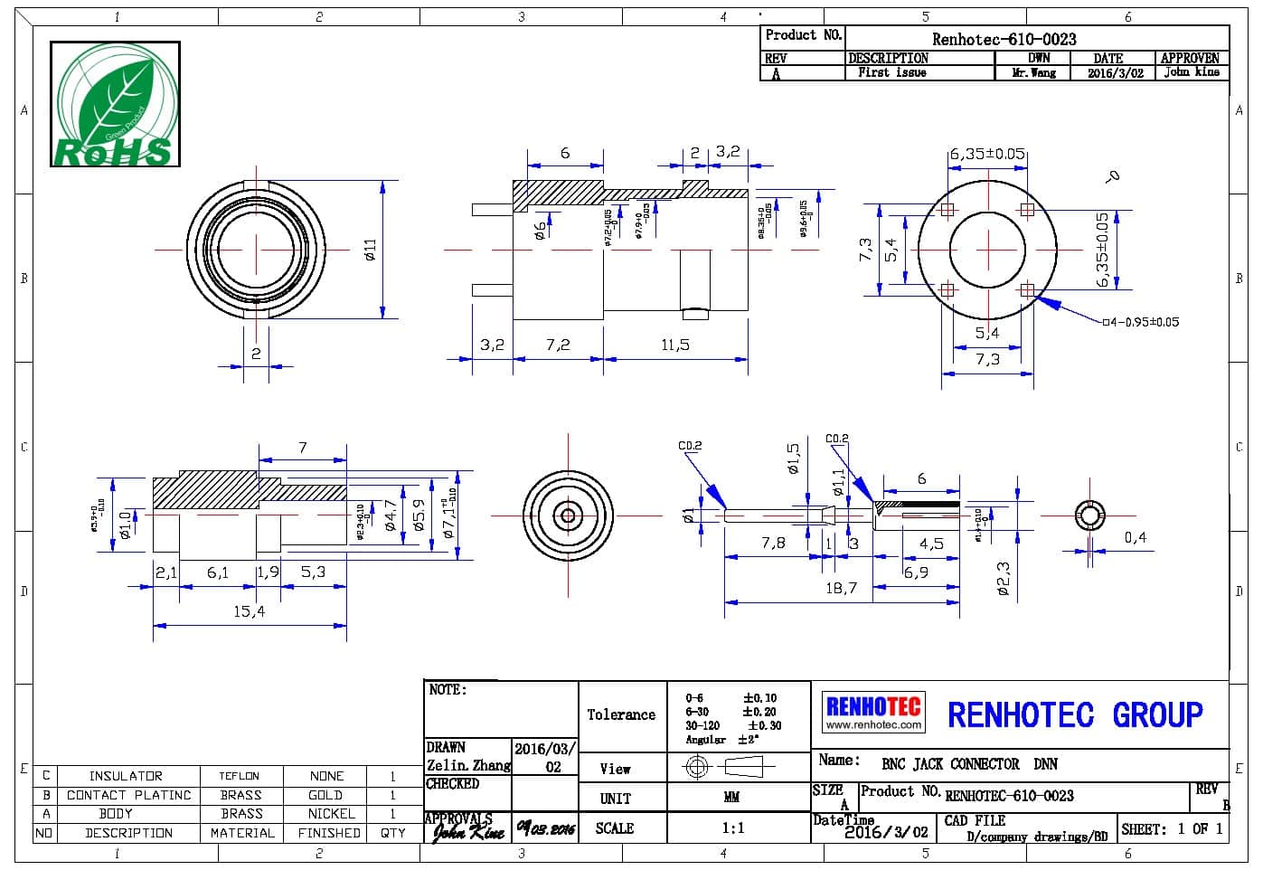 bnc同軸連接器壓接公頭定制款