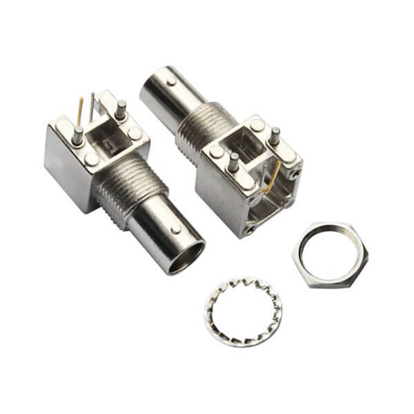 bnc型射頻同軸連接器 彎式鋅合金母頭 PCB板