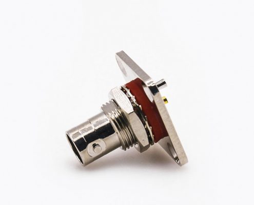 BNC底盤母頭連接器防水75Ω4孔法蘭直型前鎖穿墻焊接應接線