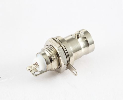 BNC接地50Ω直式母頭面板安裝后鎖穿墻焊接接線接地