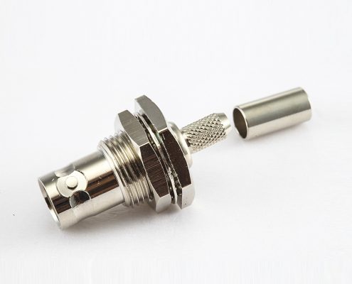 BNC連接器母直式穿墻壓接RG58/RG142其他銅鍍鎳標準50Ω/75Ω