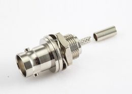 BNC連接器母直式穿墻壓接RG174/RG316其他銅鍍鎳標(biāo)準(zhǔn)50Ω/75Ω