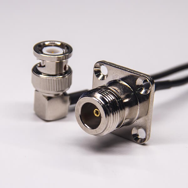 N型射頻頭母頭四孔法蘭轉90度BNC公頭接RG174 N型射頻頭母頭四孔法蘭轉90度BNC公頭接RG174