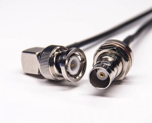 bnc防水接頭直式母頭轉bnc彎公頭組裝電纜接RG174