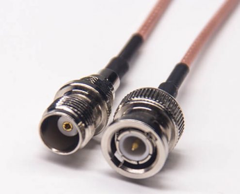 TNC母頭帶絕緣直式轉bnc公頭同軸電纜連接器