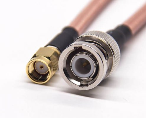 BNC線接口公頭直式轉(zhuǎn)SMA反極公頭直式RF同軸線材接RG142