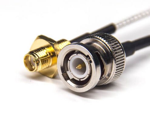 直插式BNC 180度公頭轉(zhuǎn)SMA直式母頭后鎖板接RG316線