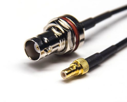 BNC口接口連接線前鎖板防水直式母頭轉SMB直式母頭接RG174線
